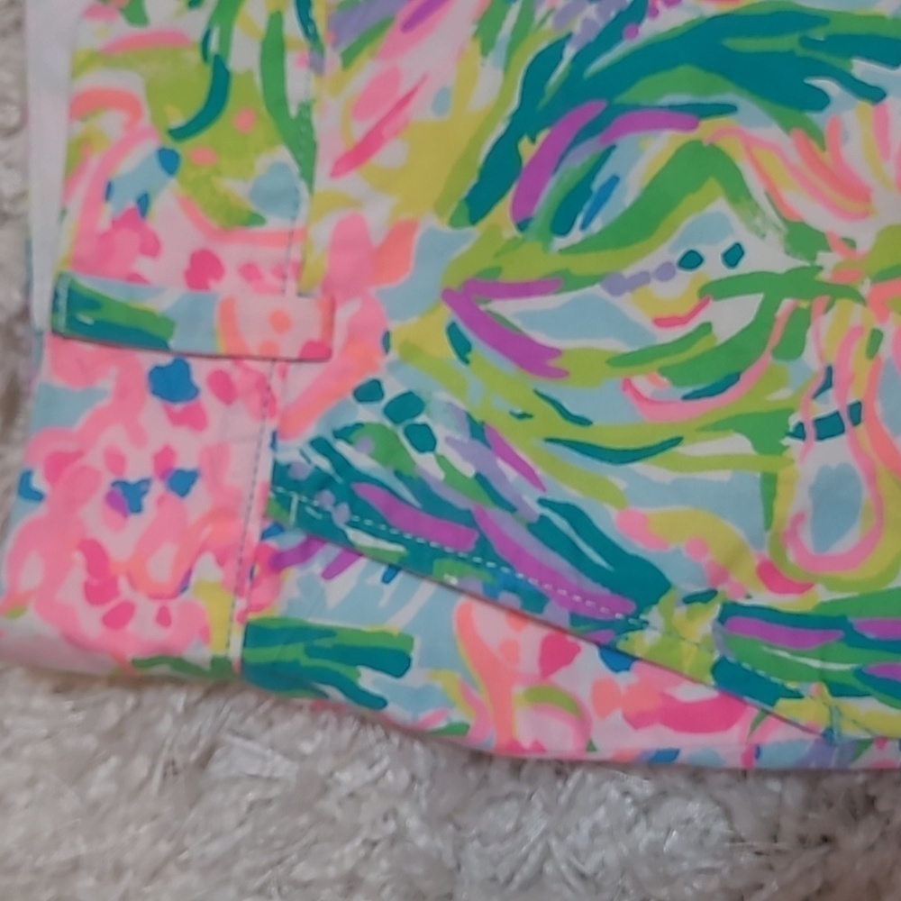 Lilly Pulitzer Fan Sea Pants Chipper Bermuda Shorts Pink Resort Womens 0 - Picture 10 of 16